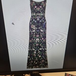 Marchesa Notte size 14 floral embroidered tulle gown amethyst 895 retail